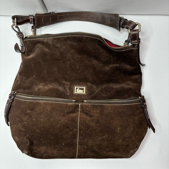 DOONEY & BOURKE Dark Brown Suede Dillen Pocket Sac Satchel - Picture 1 of 5